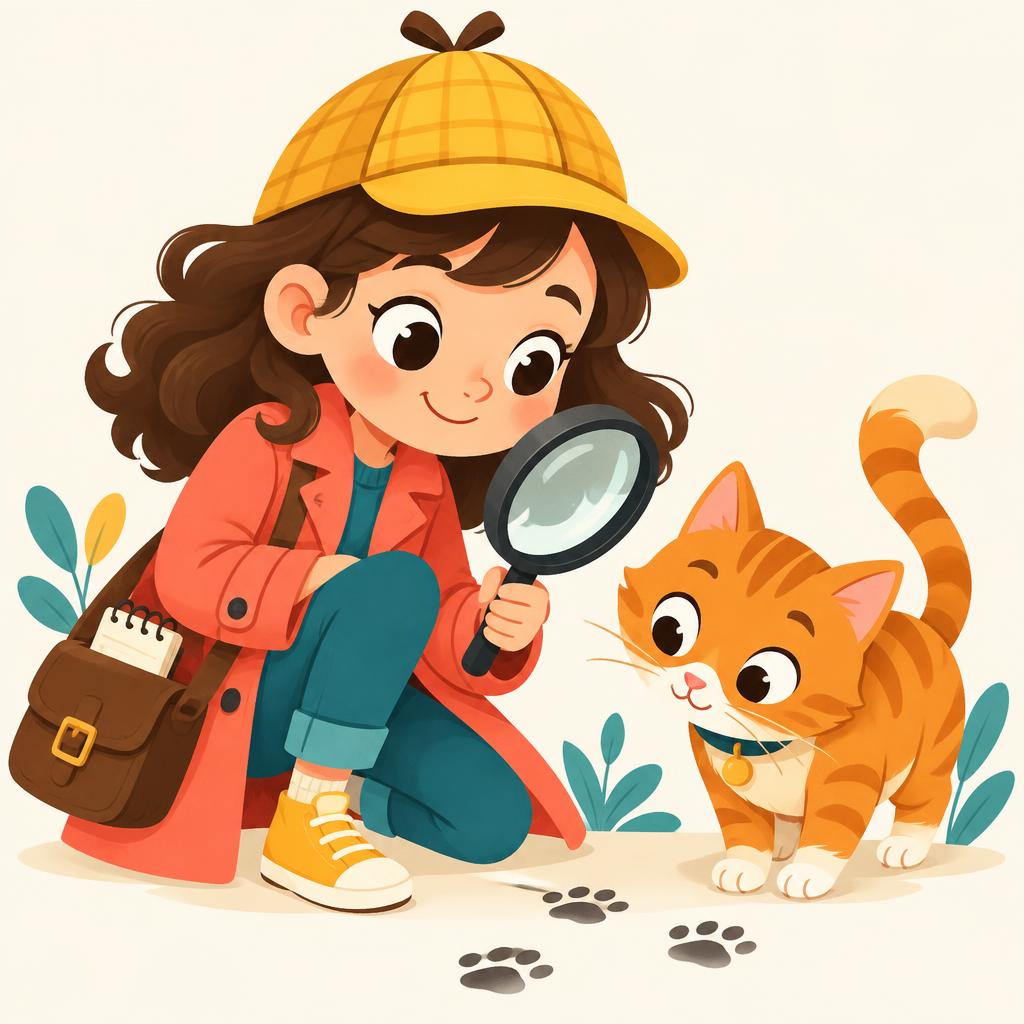 Detective Dot with her cat companion Marmalade