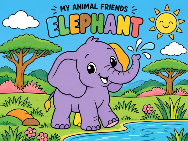 Finished Elephant colouring picture