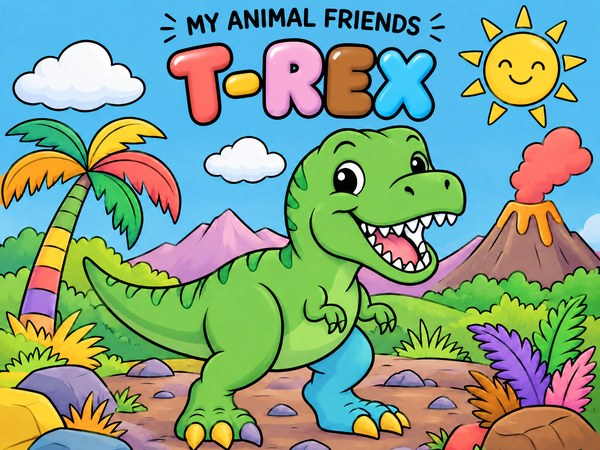Finished T-Rex colouring picture
