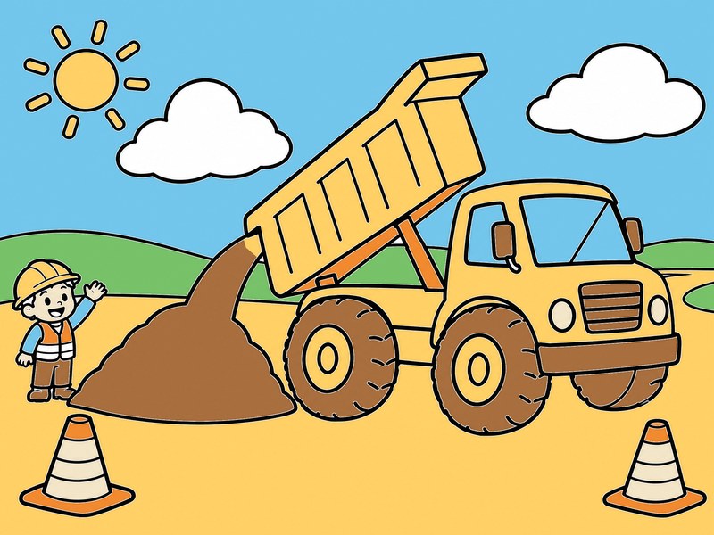 Finished Dump Truck Adventure colouring picture