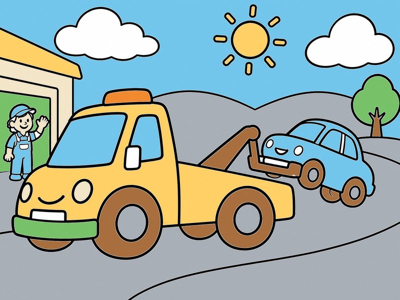 Finished Tow Truck Helper colouring picture